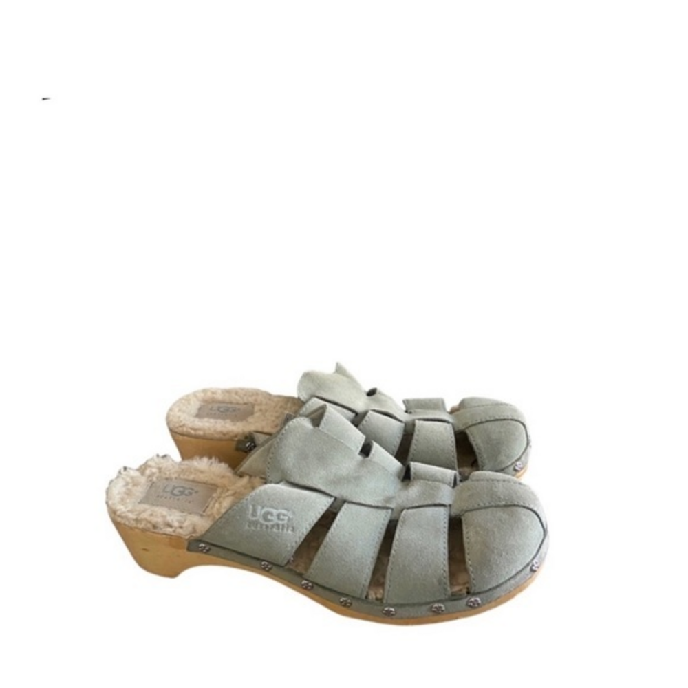 UGG Ore Wasabi Mint Green Sherpa Lined Nubuck Clogs Mules‎